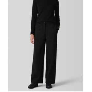 Eileen Fisher Washable Flex Ponte Wide Leg Pants, Size S, Black